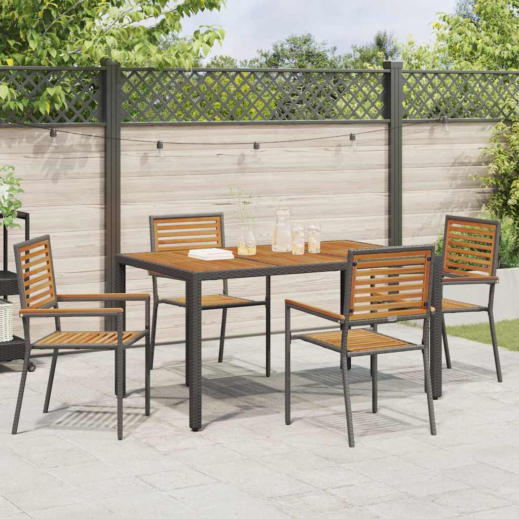 Have Spisebordssæt 5 stk. Sort og Brunt polyrattan