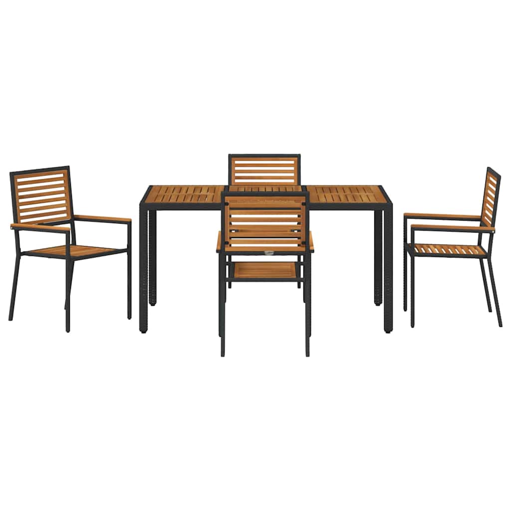 Have Spisebordssæt 5 stk. Sort og Brunt polyrattan