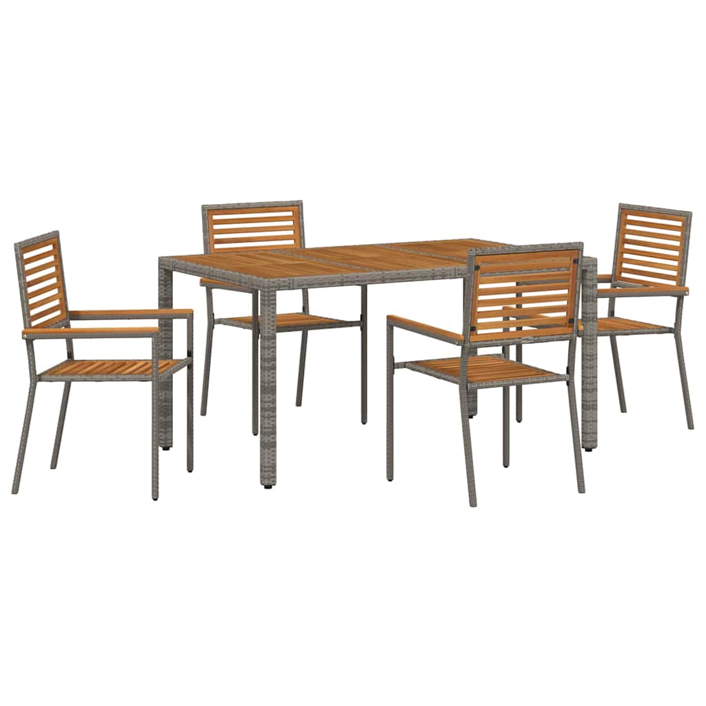 Have Spisebordssæt 5 pcs Grå og Brun polyrattan