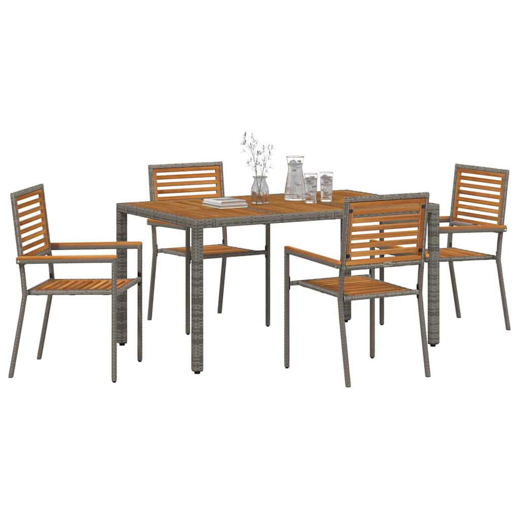 Have Spisebordssæt 5 pcs Grå og Brun polyrattan