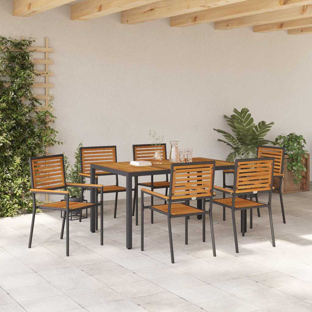 Have Spisebordssæt 7 stk. Sort og Brunt polyrattan