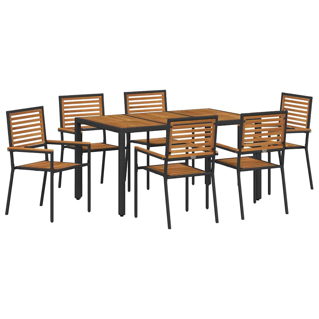 Have Spisebordssæt 7 stk. Sort og Brunt polyrattan