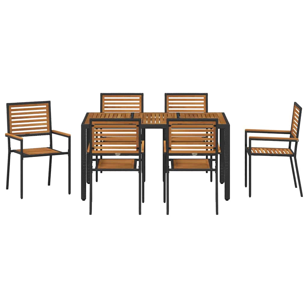 Have Spisebordssæt 7 stk. Sort og Brunt polyrattan