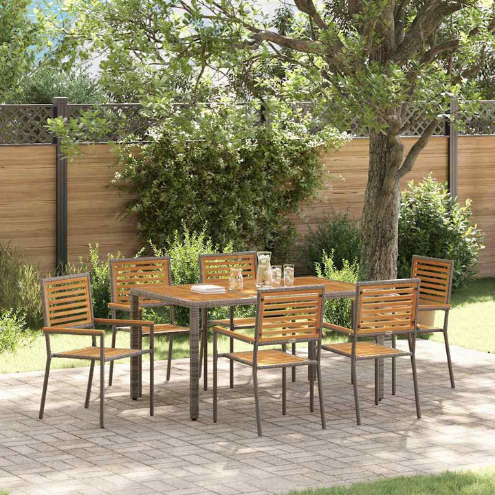 Have Spisebordssæt 7 pcs Grå og Brun polyrattan