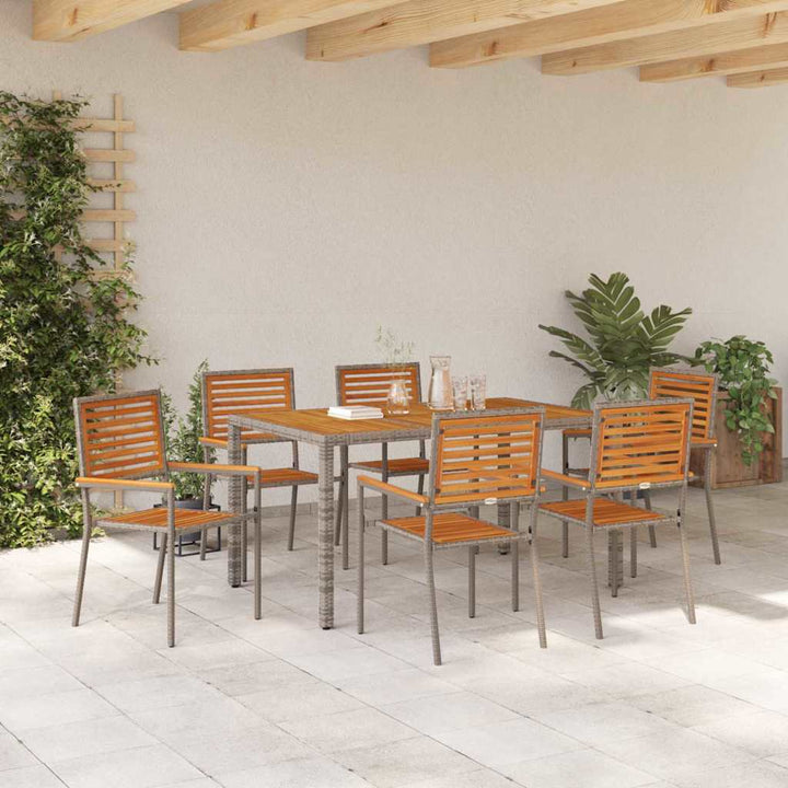 Have Spisebordssæt 7 pcs Grå og Brun polyrattan