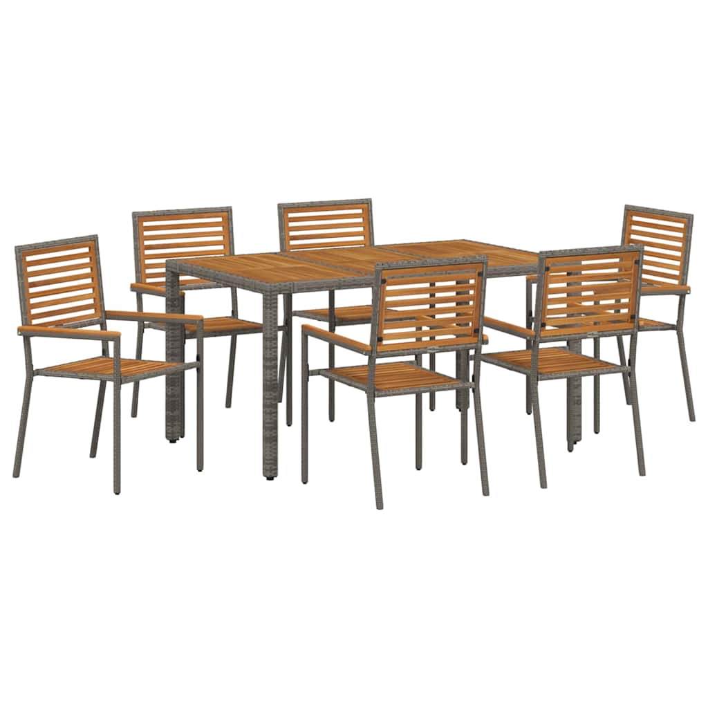 Have Spisebordssæt 7 pcs Grå og Brun polyrattan