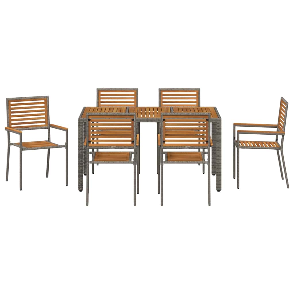 Have Spisebordssæt 7 pcs Grå og Brun polyrattan