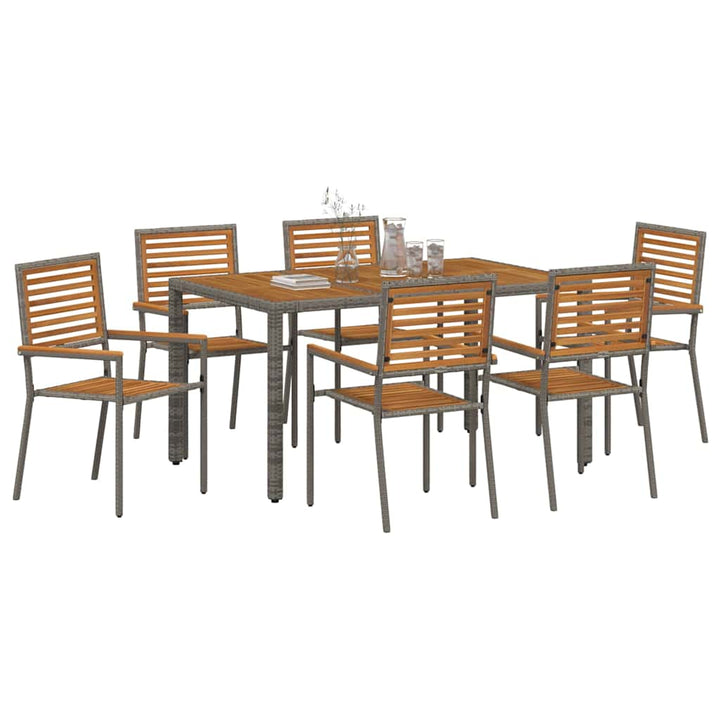 Have Spisebordssæt 7 pcs Grå og Brun polyrattan