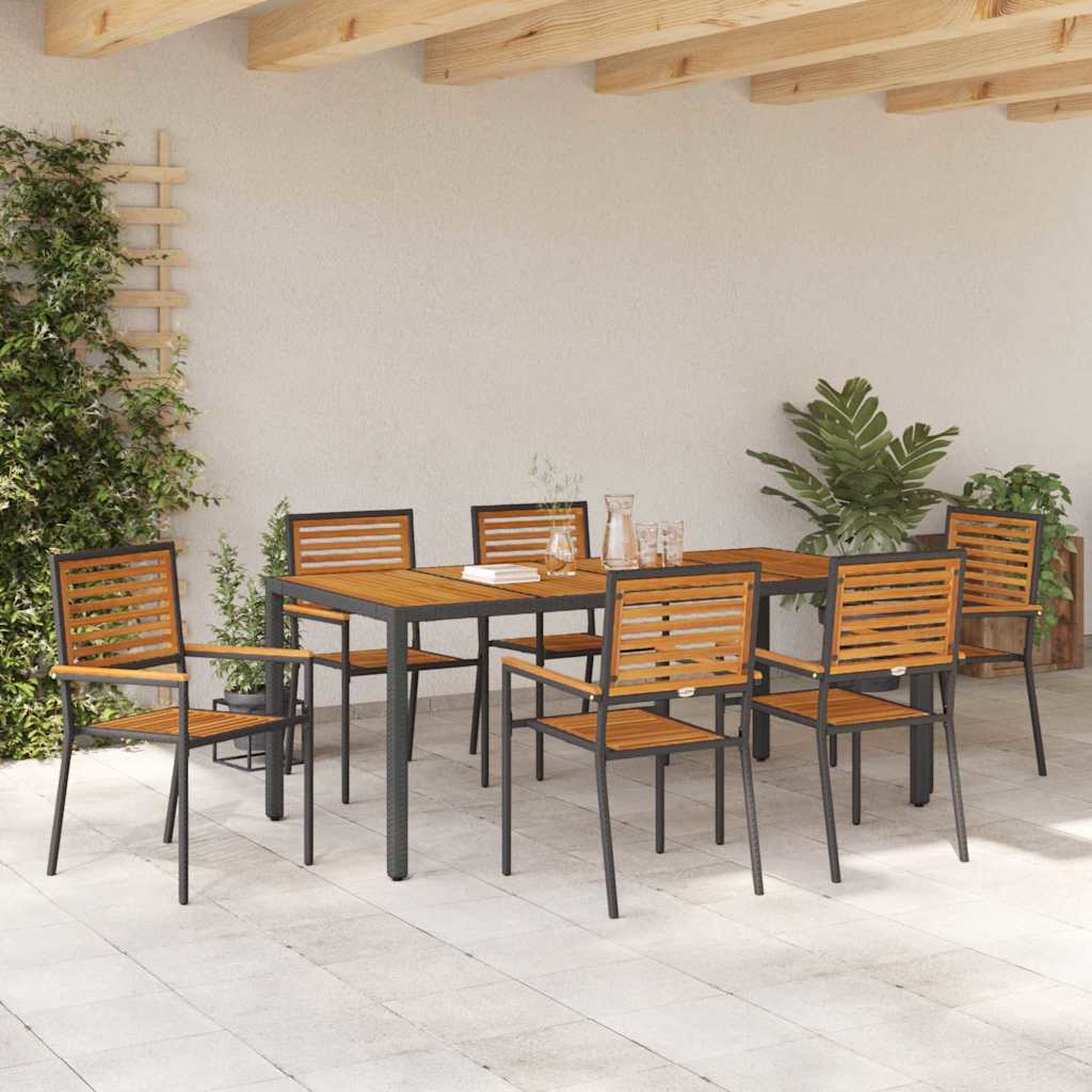 Have Spisebordssæt 7 stk. Sort og Brunt polyrattan