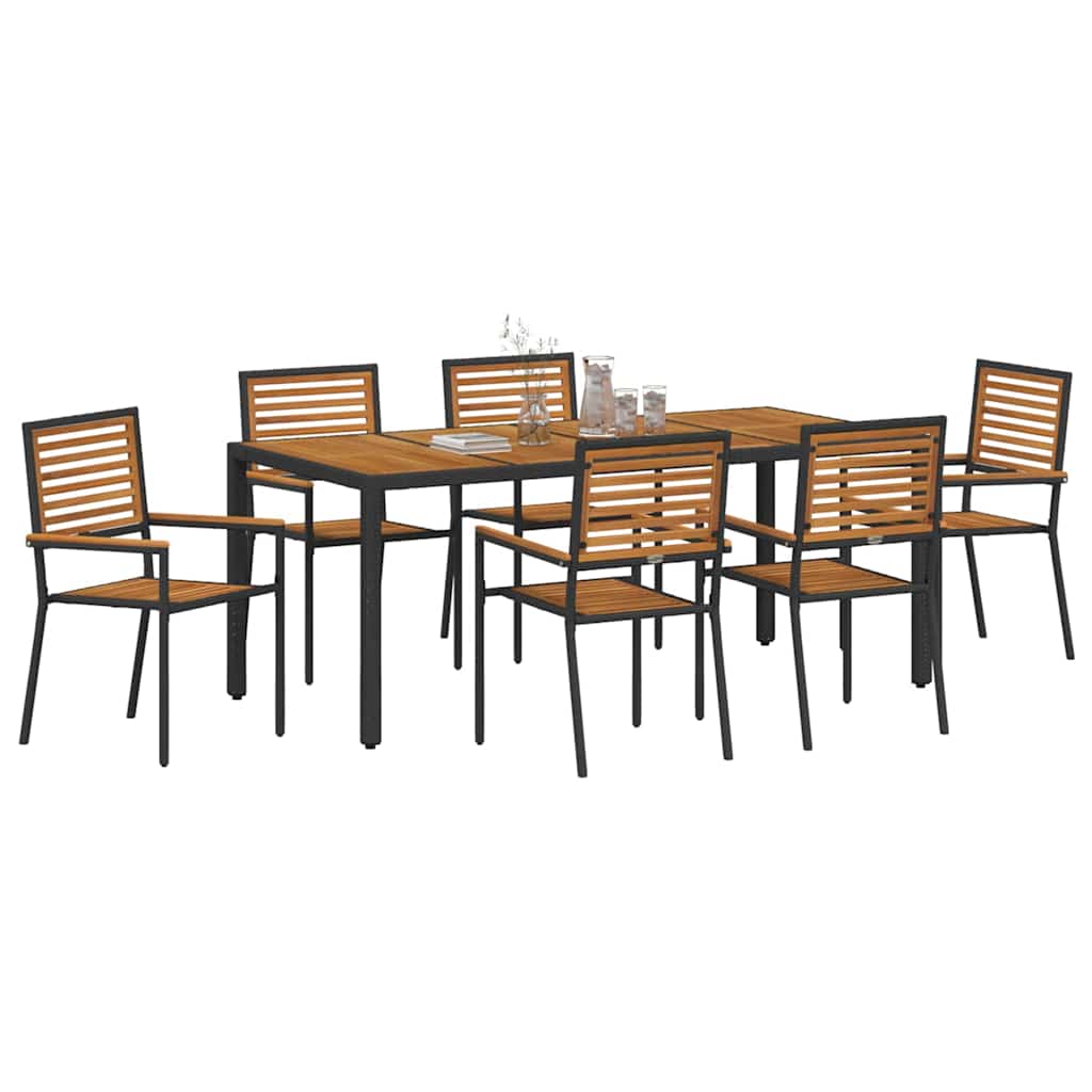 Have Spisebordssæt 7 stk. Sort og Brunt polyrattan