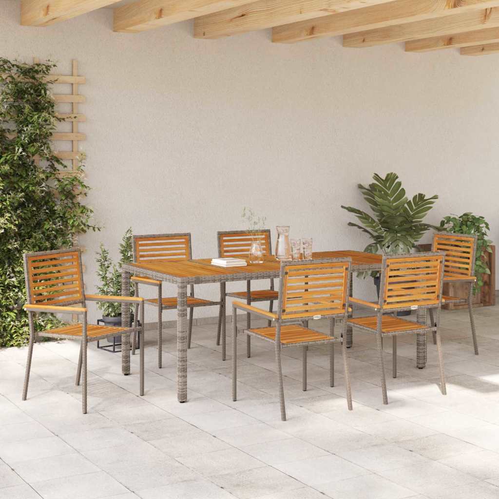 Have Spisebordssæt 7 stk. Grå og Brun polyrattan