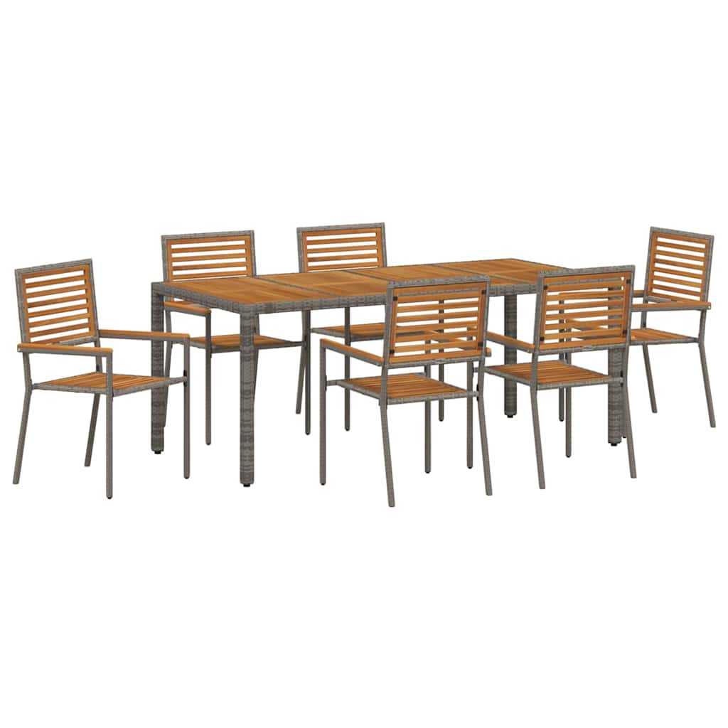 Have Spisebordssæt 7 stk. Grå og Brun polyrattan