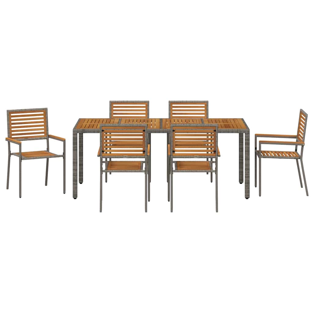Have Spisebordssæt 7 stk. Grå og Brun polyrattan