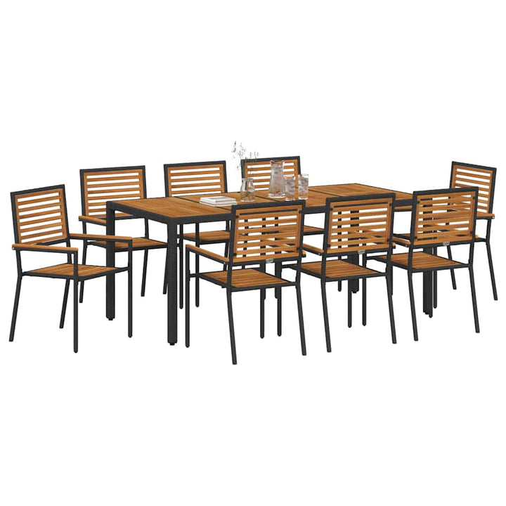 Have Spisebordssæt 9 stk. Sort og Brunt polyrattan