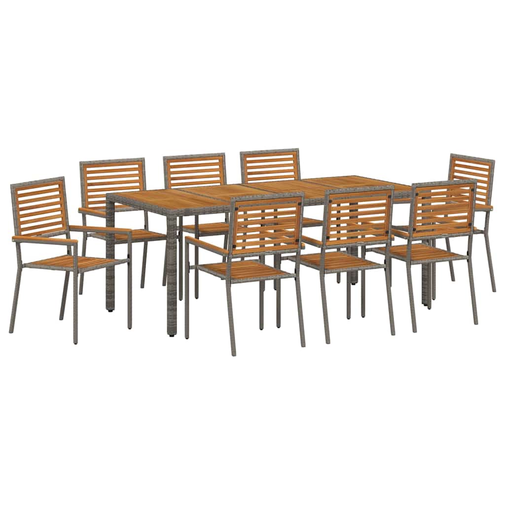 Have Spisebordssæt 9 stk. Grå og Brun polyrattan