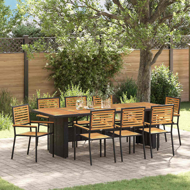 Have Spisebordssæt 9 pcs Sort og Brunt polyrattan
