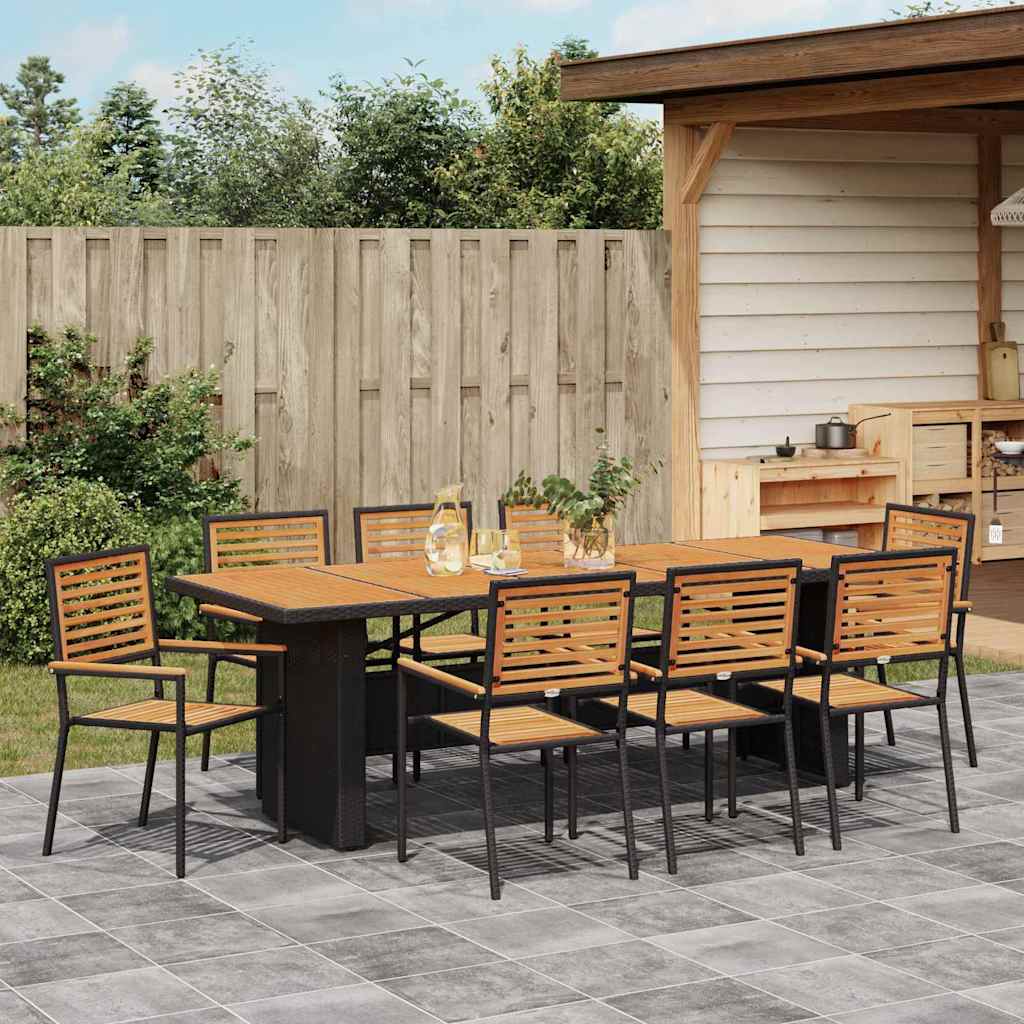 Have Spisebordssæt 9 pcs Sort og Brunt polyrattan