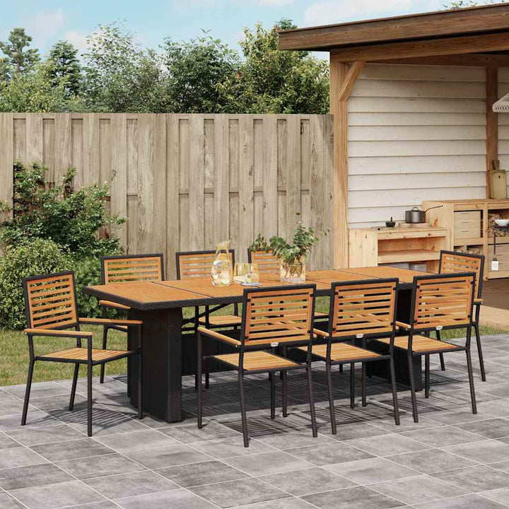 Have Spisebordssæt 9 pcs Sort og Brunt polyrattan