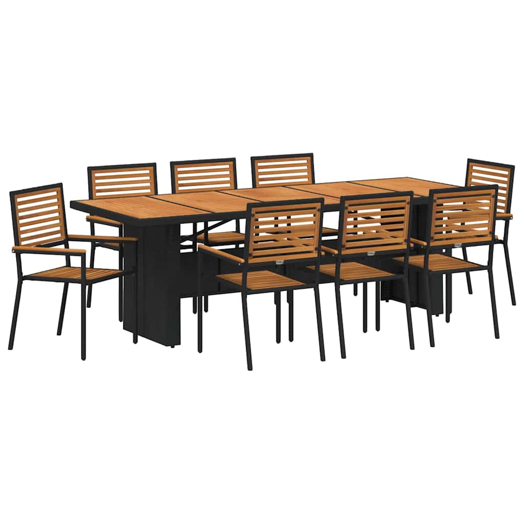 Have Spisebordssæt 9 pcs Sort og Brunt polyrattan