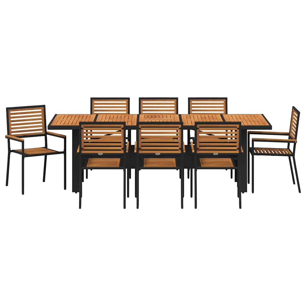 Have Spisebordssæt 9 pcs Sort og Brunt polyrattan