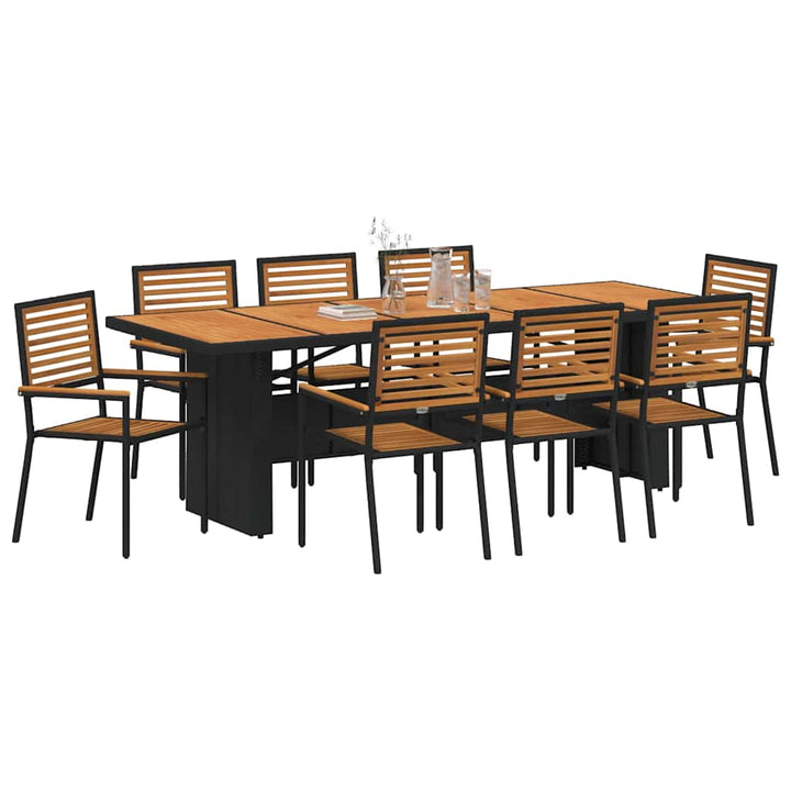 Have Spisebordssæt 9 pcs Sort og Brunt polyrattan
