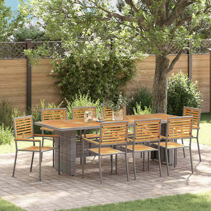 Have Spisebordssæt 9 pcs Grå og Brun polyrattan