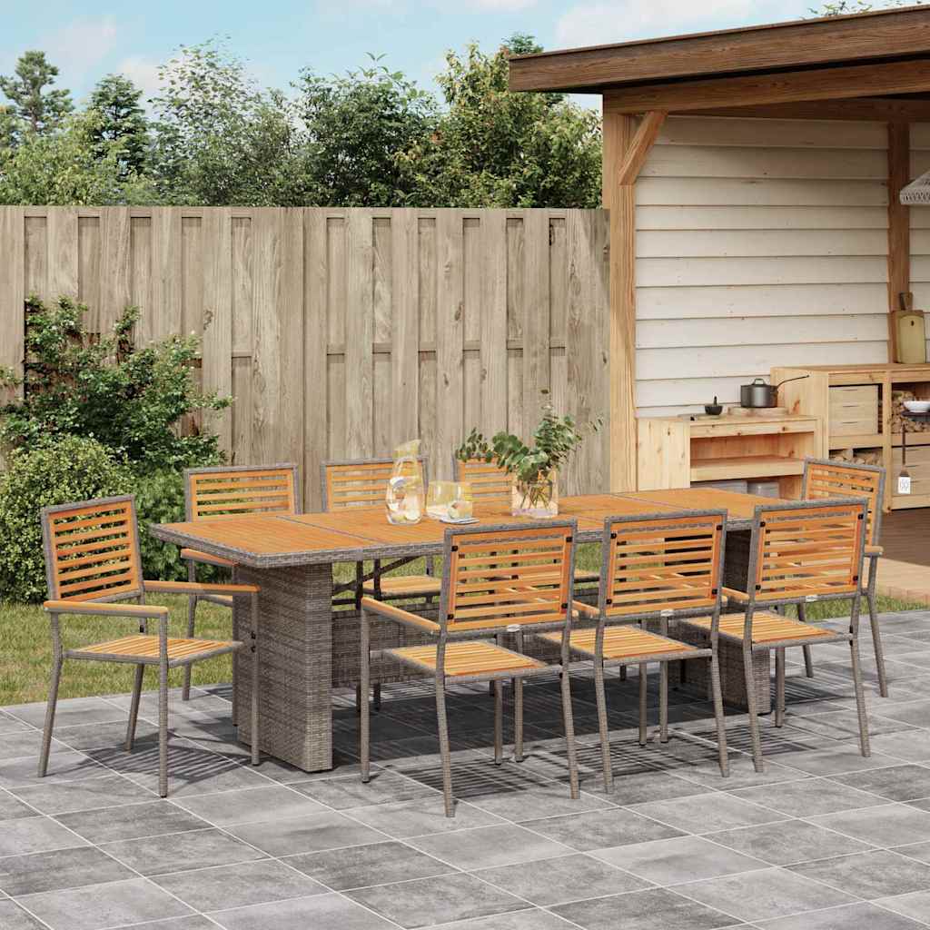 Have Spisebordssæt 9 pcs Grå og Brun polyrattan