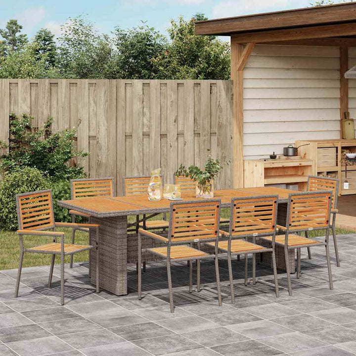 Have Spisebordssæt 9 pcs Grå og Brun polyrattan