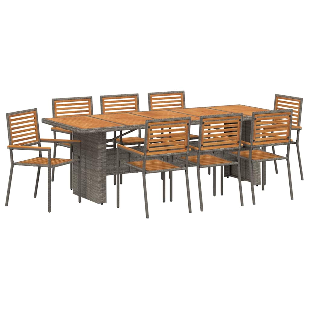 Have Spisebordssæt 9 pcs Grå og Brun polyrattan