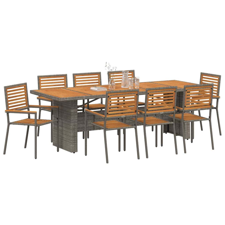 Have Spisebordssæt 9 pcs Grå og Brun polyrattan