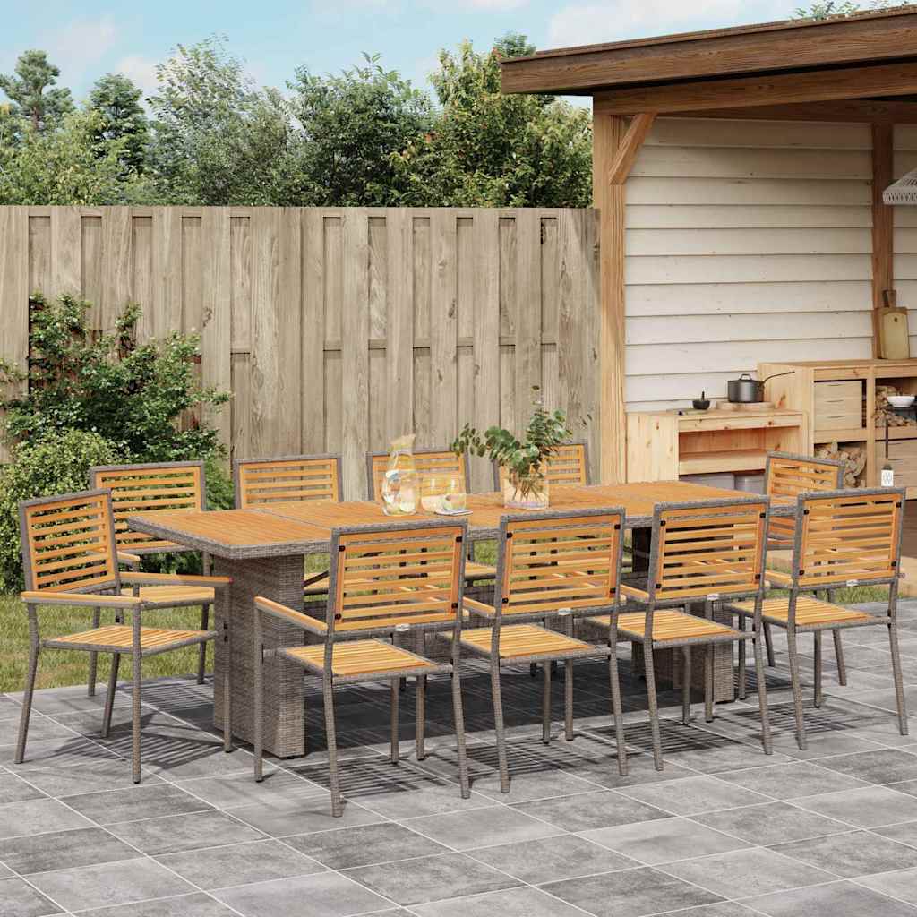Have Spisebordssæt 11 pcs Grå og Brun polyrattan