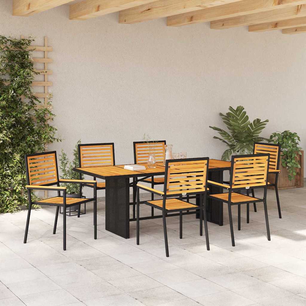 Have Spisebordssæt 7 stk. Sort og Brunt polyrattan