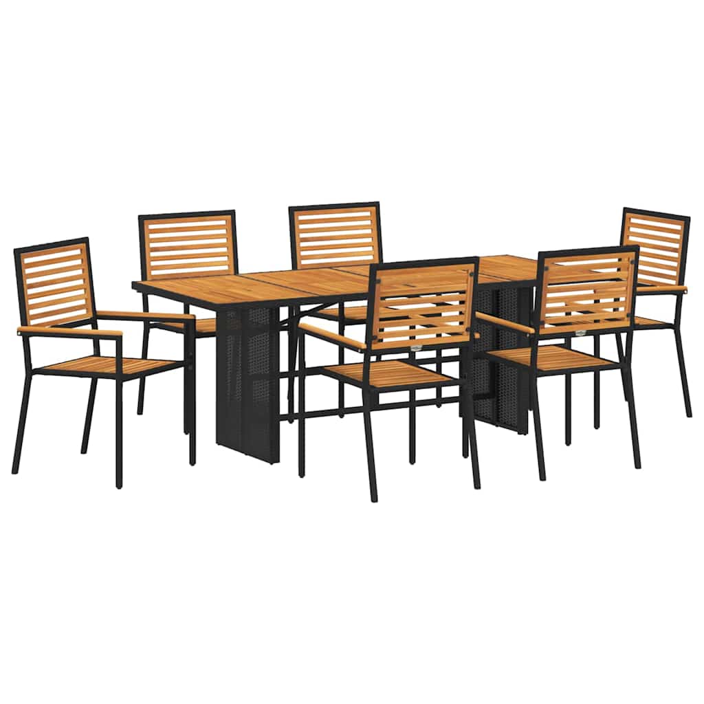Have Spisebordssæt 7 stk. Sort og Brunt polyrattan