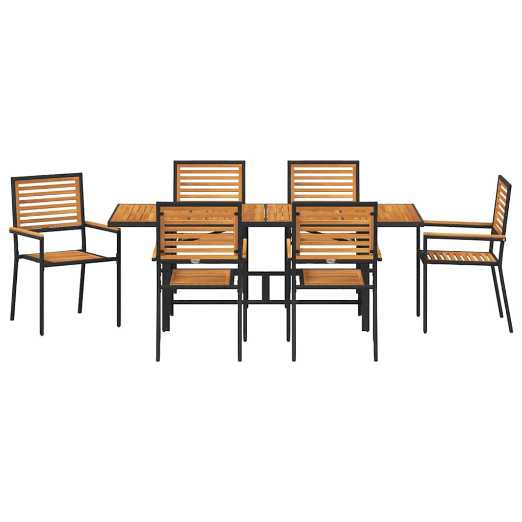 Have Spisebordssæt 7 stk. Sort og Brunt polyrattan