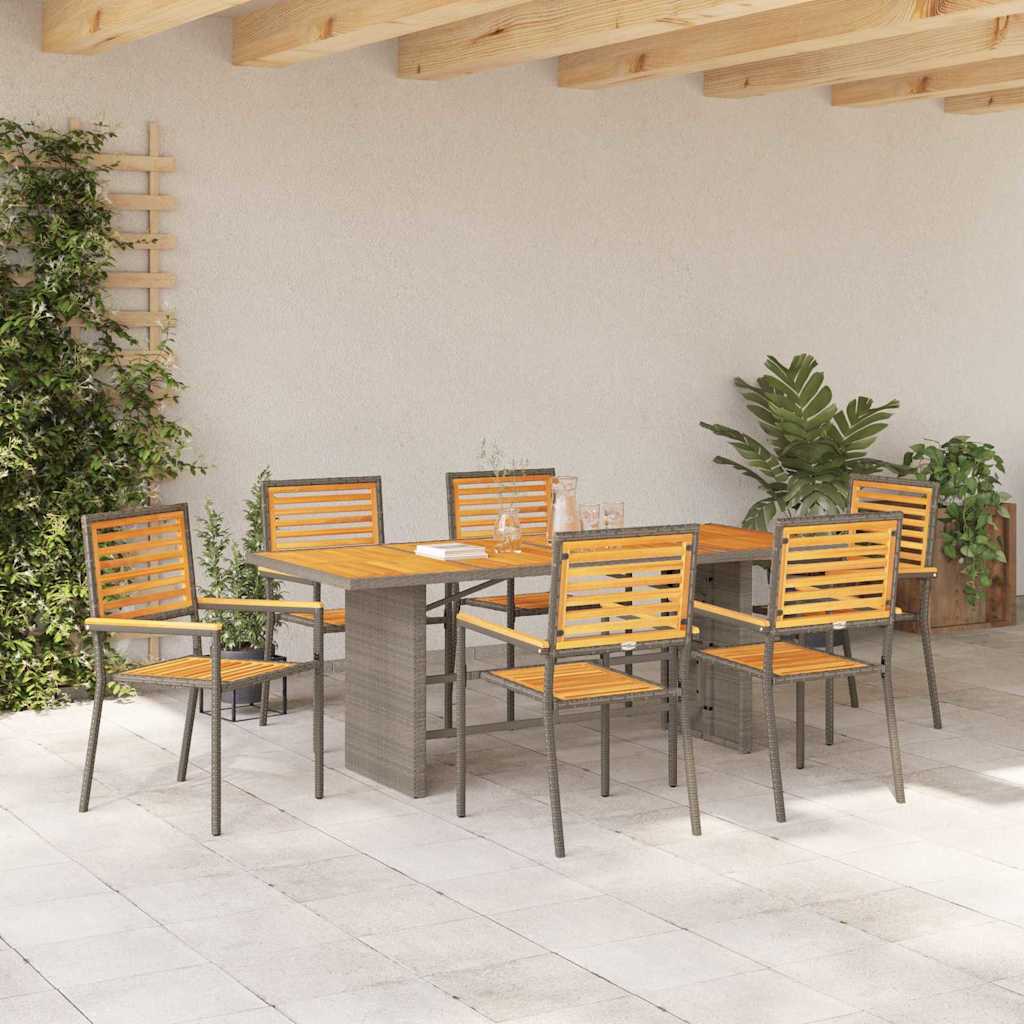 Have Spisebordssæt 7 stk. Grå og Brun polyrattan