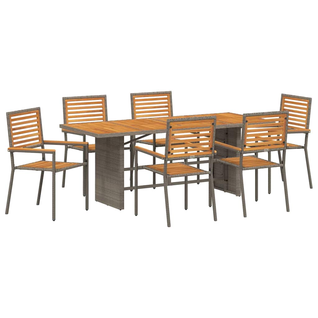 Have Spisebordssæt 7 stk. Grå og Brun polyrattan