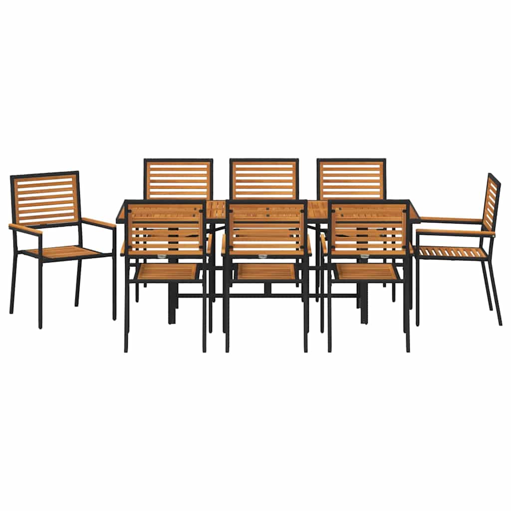 Have Spisebordssæt 9 stk. Sort og Brunt polyrattan