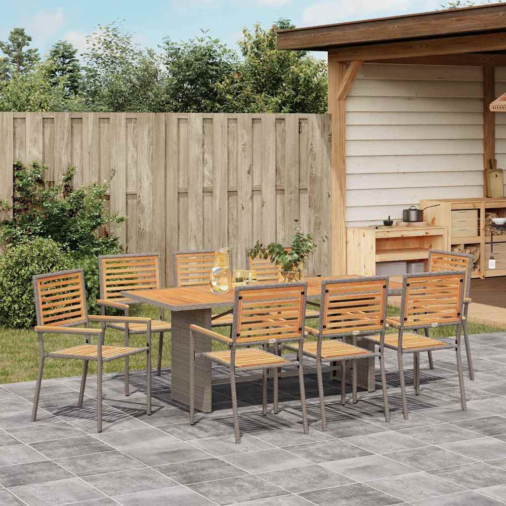 Have Spisebordssæt 9 stk. Grå og Brun polyrattan