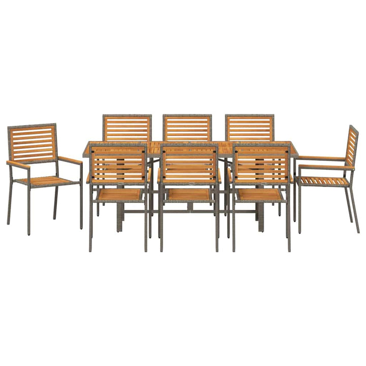 Have Spisebordssæt 9 stk. Grå og Brun polyrattan