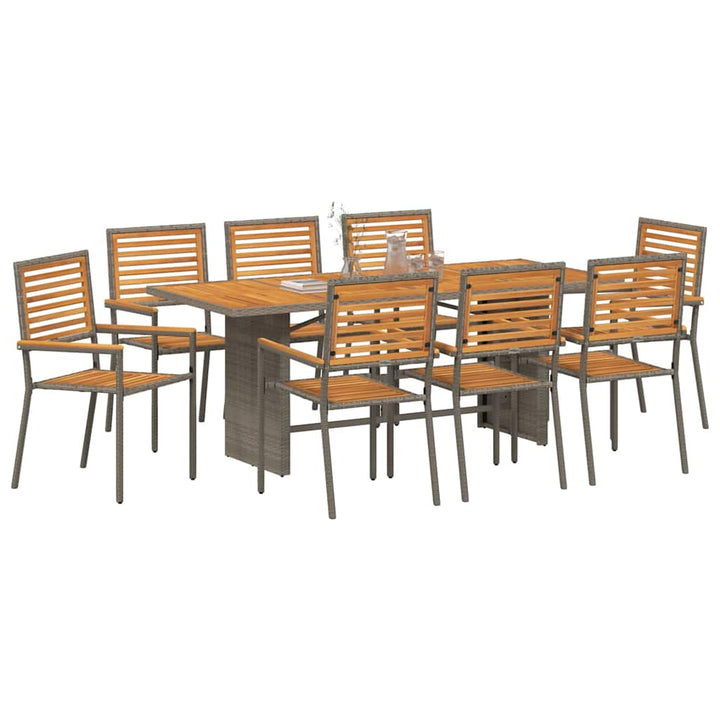 Have Spisebordssæt 9 stk. Grå og Brun polyrattan