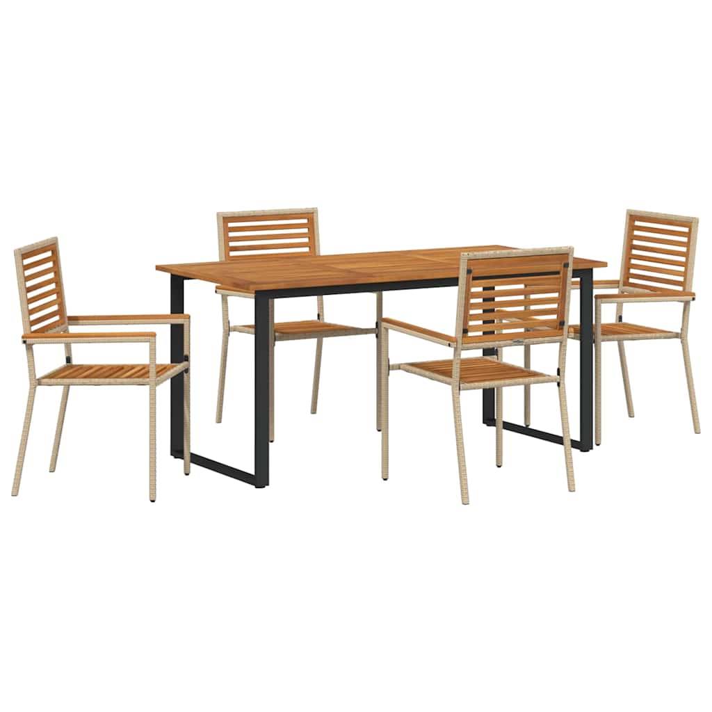 Have Spisebordssæt 5 pcs Beige Massivt Akacietræ