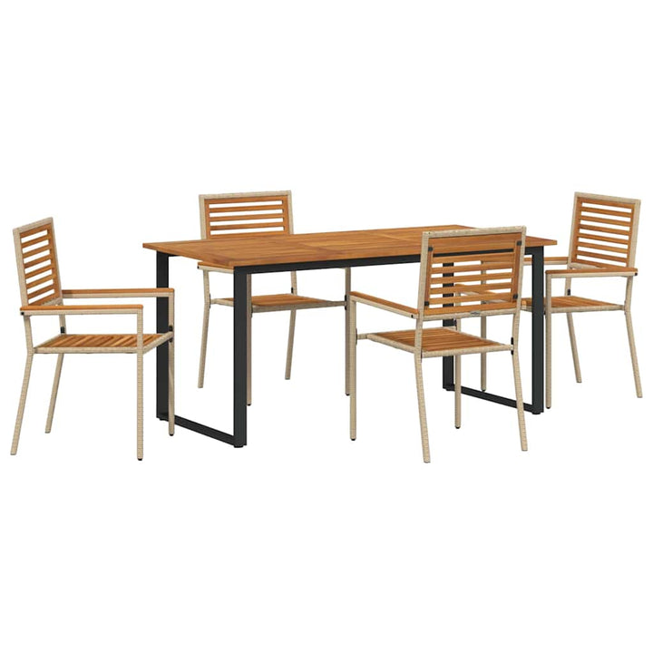 Have Spisebordssæt 5 pcs Beige Massivt Akacietræ