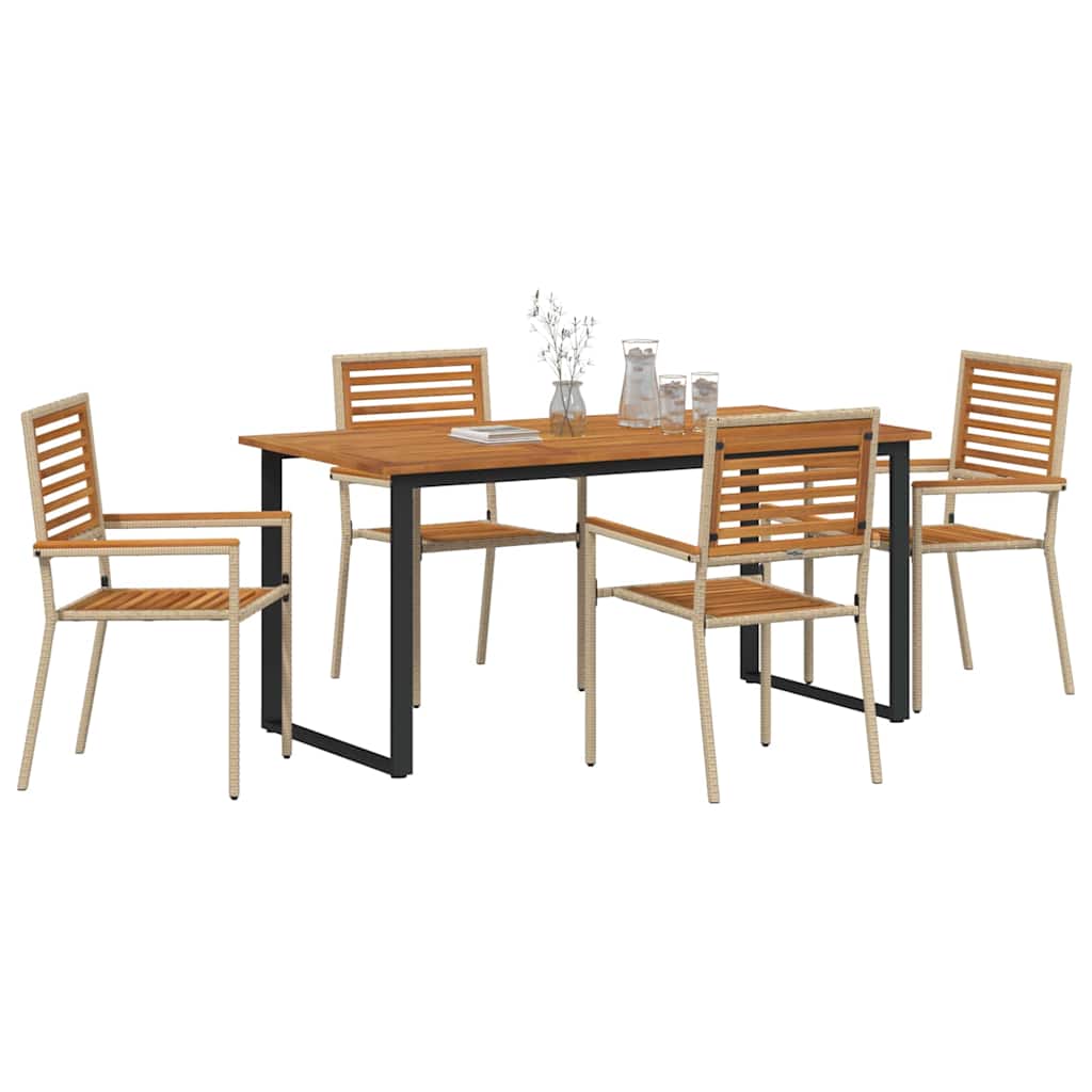 Have Spisebordssæt 5 pcs Beige Massivt Akacietræ