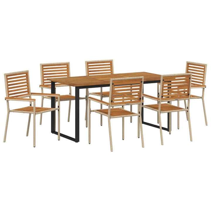 Have Spisebordssæt 7 pcs Beige Massivt Akacietræ