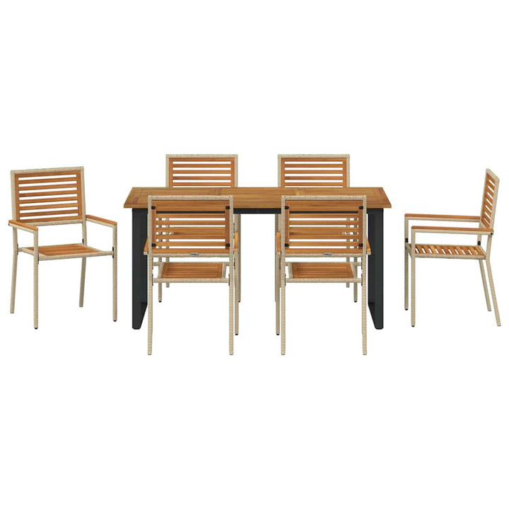 Have Spisebordssæt 7 pcs Beige Massivt Akacietræ