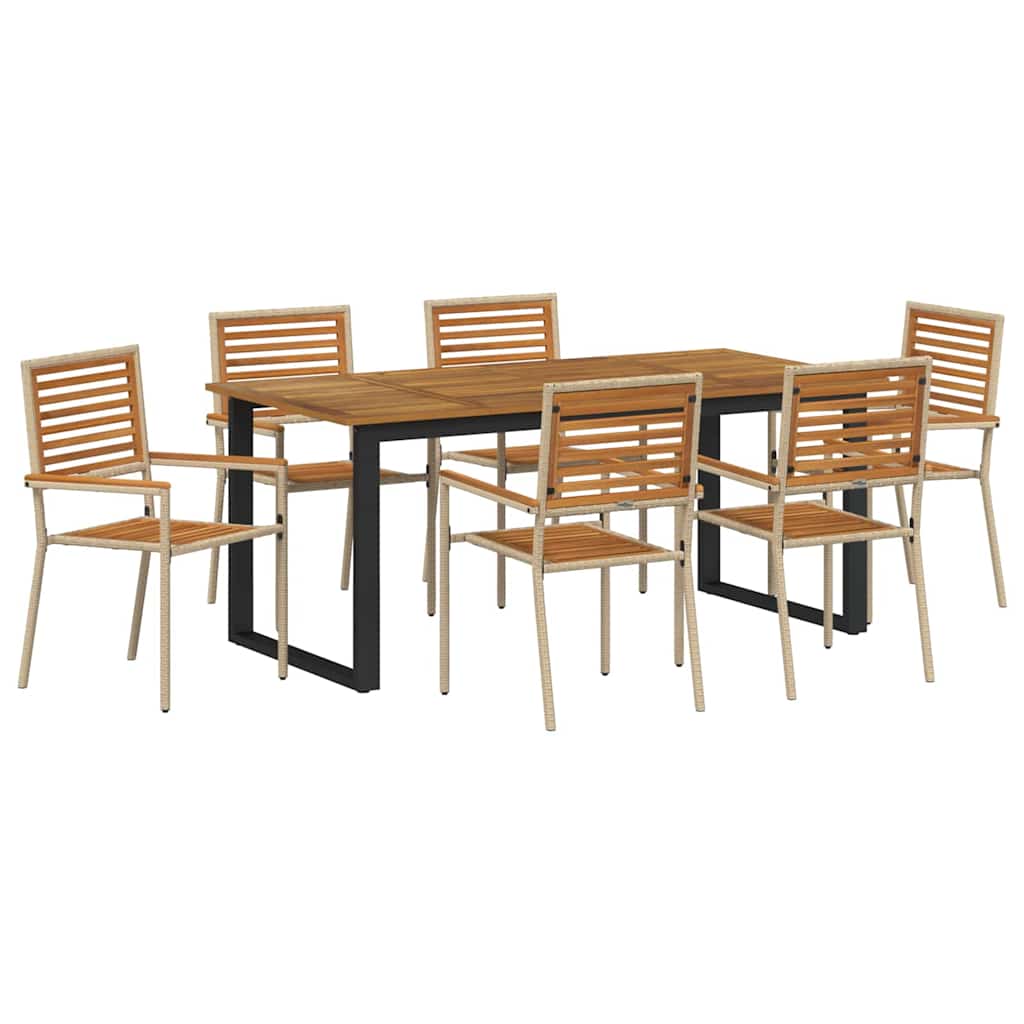 Have Spisebordssæt 7 pcs Beige Massivt Akacietræ