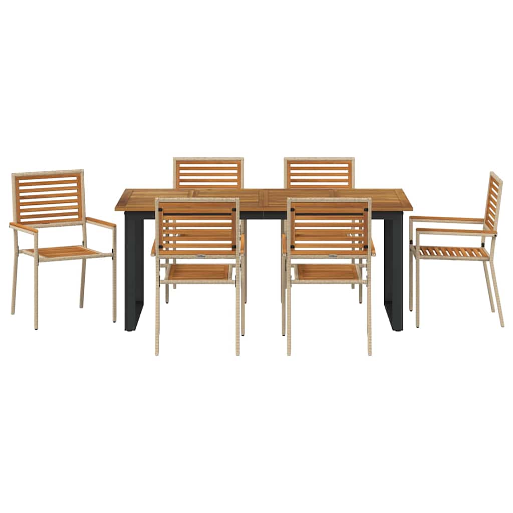 Have Spisebordssæt 7 pcs Beige Massivt Akacietræ