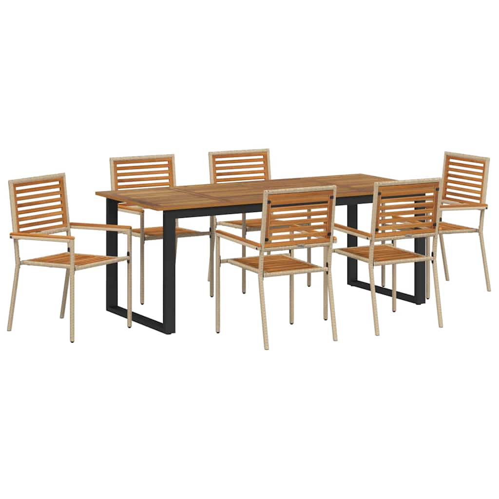 Have Spisebordssæt 7 pcs Beige Massivt Akacietræ