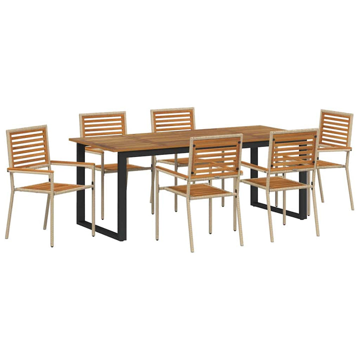 Have Spisebordssæt 7 pcs Beige Massivt Akacietræ