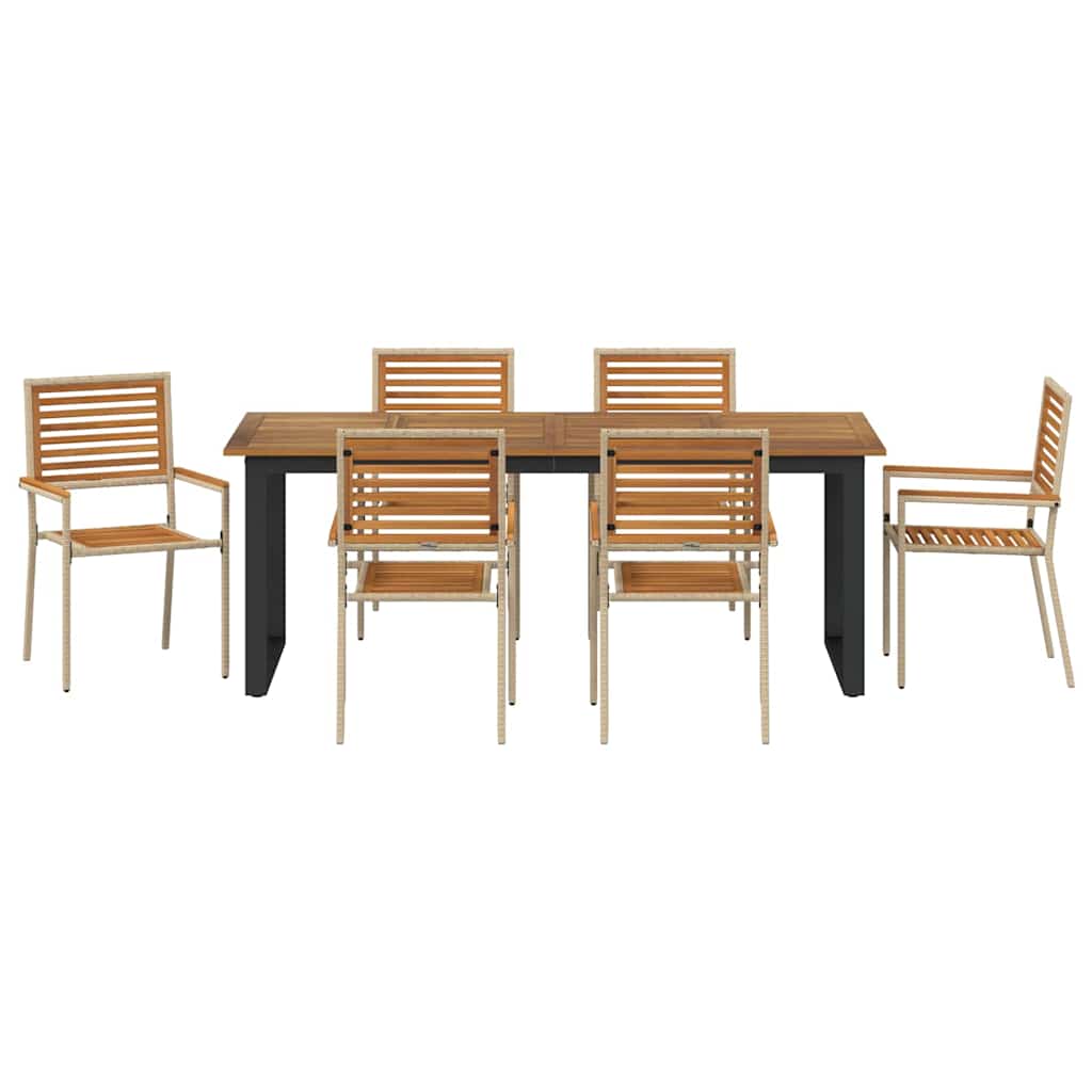 Have Spisebordssæt 7 pcs Beige Massivt Akacietræ